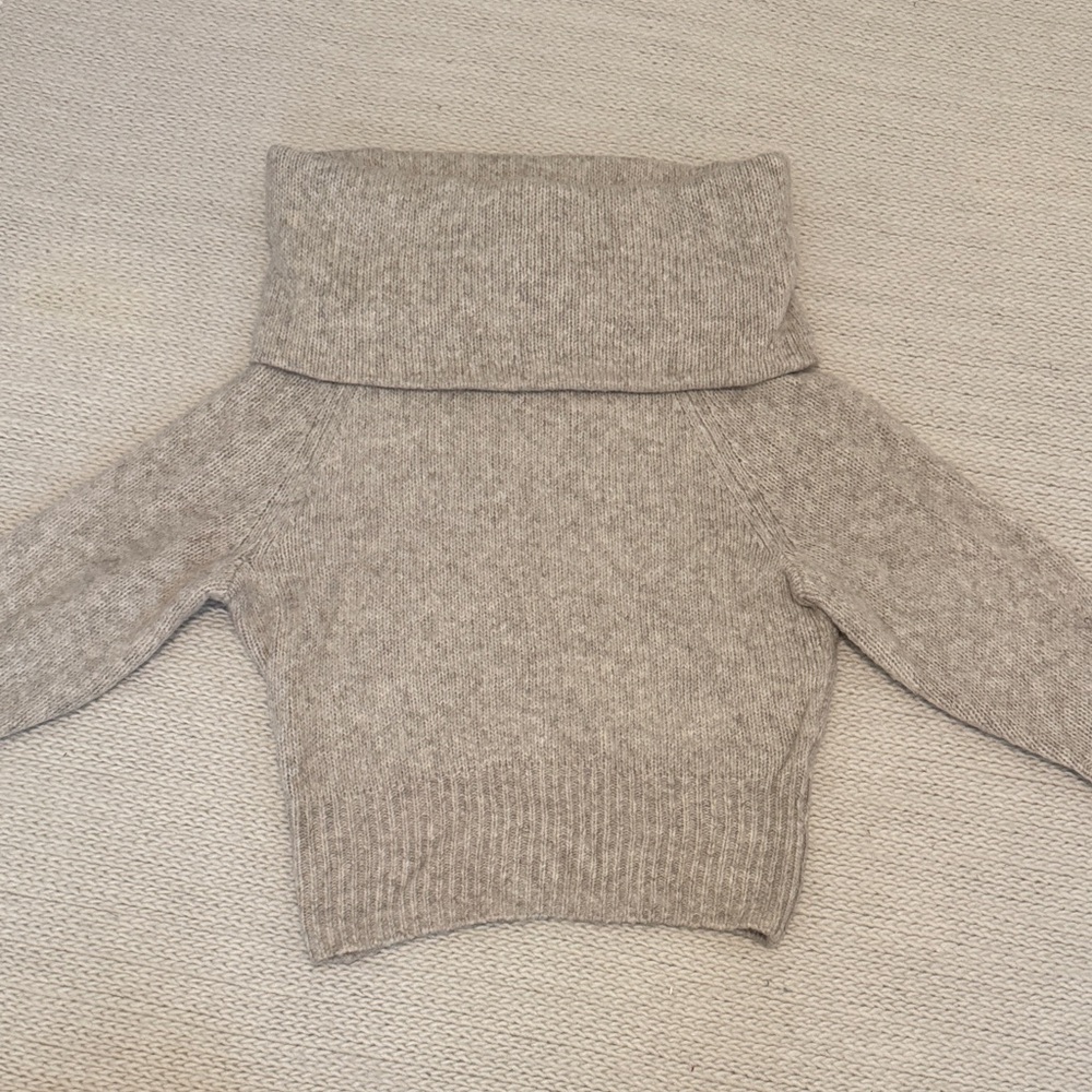 Cozy Light Taupe Off the Shoulder Sweater